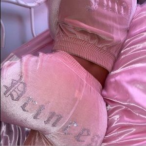 Pink velvet juicy princess track suit